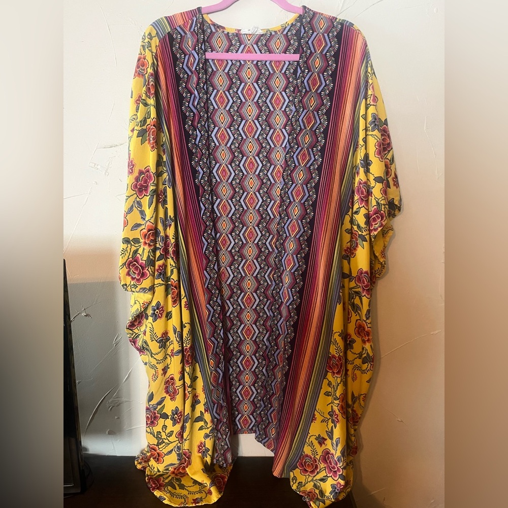 Boho Kimono by Romantic Gypsy 3X -colorful bright floral - Picture 2 of 4